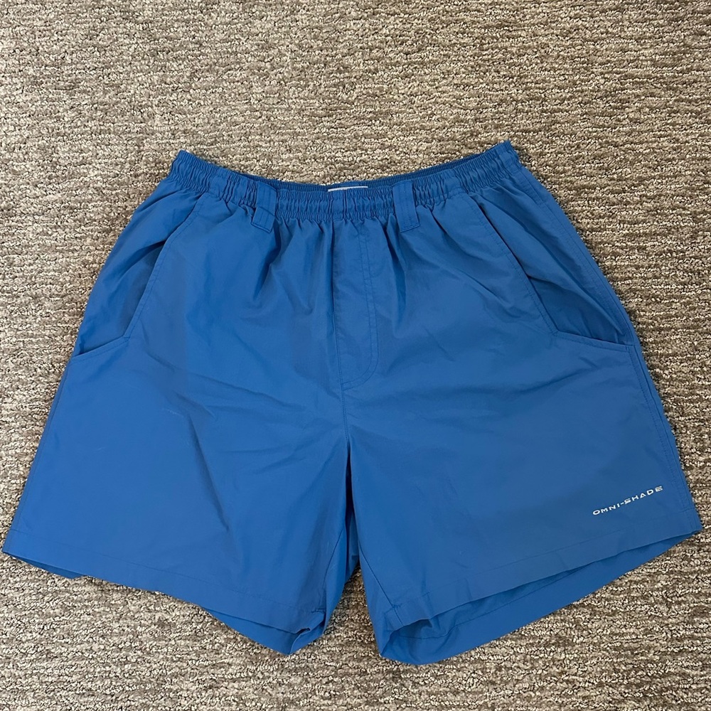 COLUMBIA PFG Men’s Small Water Shorts Swimsuit Blue Lined Omni Shade